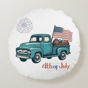 Rustic/vintage 4th of July Round Cushion