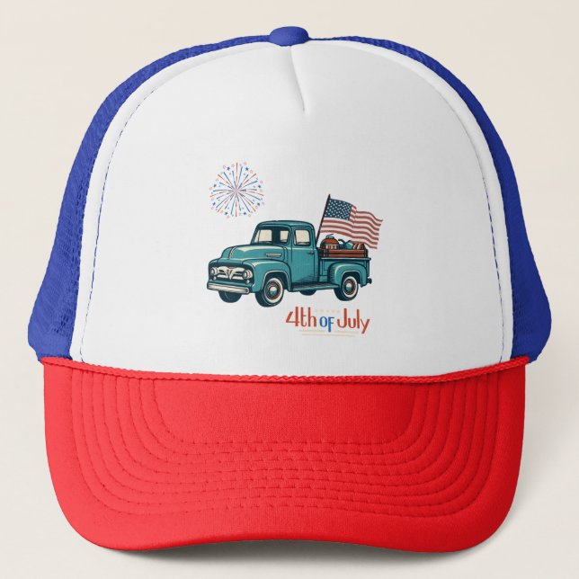Rustic/vintage 4th of July  Trucker Hat (Front)