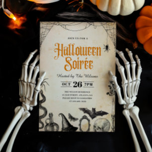 Rustic Vintage Adult Halloween Soirée Invitation