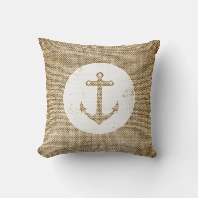 Rustic vintage anchor cushion (Front)