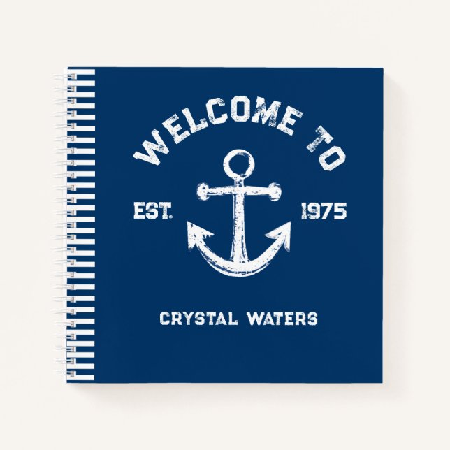 Rustic Vintage Anchor Guestbook Name Est Notebook (Front)