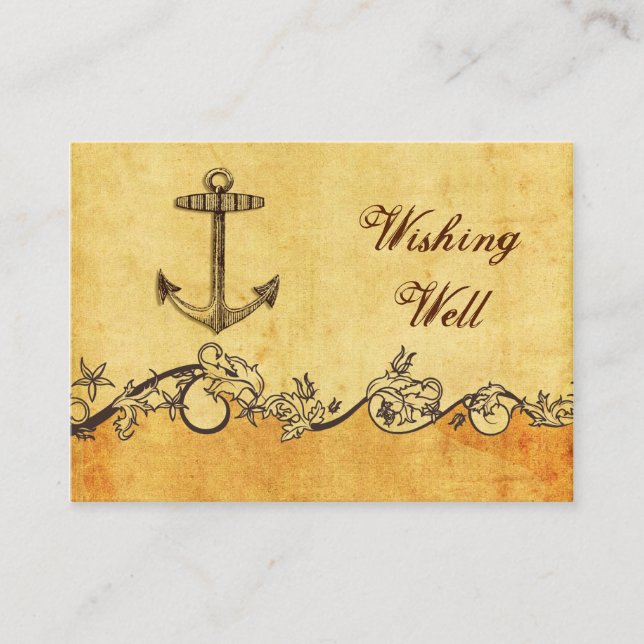rustic, vintage ,anchor nautical wishing well card (Front)