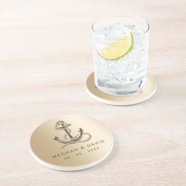 Rustic Vintage Antique Anchor Nautical Wedding   Coaster (Side)