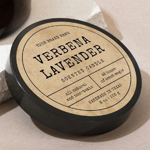 Rustic Vintage Apothecary Round Candle Jar Label