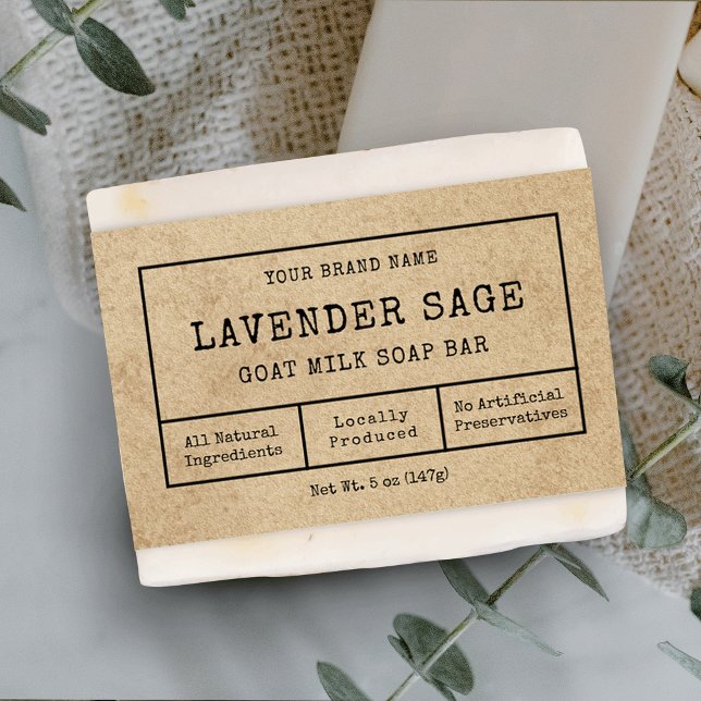 Rustic Vintage Apothecary Soap Bar Bellyband Label (Brown paper effect rustic style soap bar bellyband template with vintage fonts)