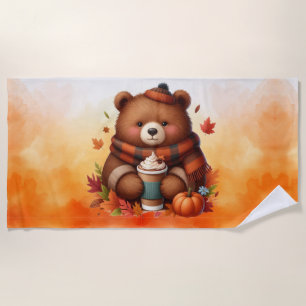 Rustic/vintage autumn bear beach towel