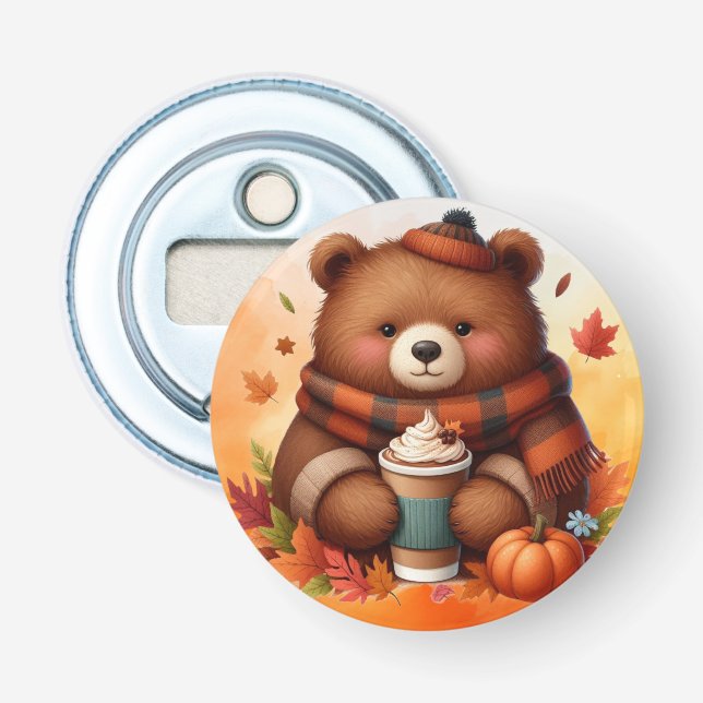 Rustic/vintage autumn bear bottle opener (Front)