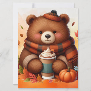 Rustic/vintage autumn bear holiday card