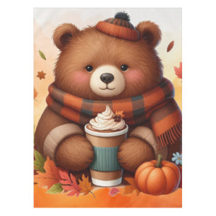 Rustic/vintage autumn bear tablecloth