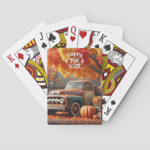 Rustic/vintage autumn farm truck playing cards