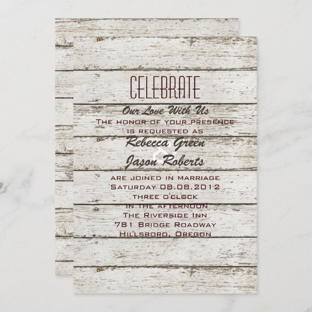 rustic vintage barn wood barn wedding invitation (Front/Back)
