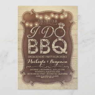 rustic vintage BBQ engagement party invitation
