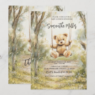  Rustic Vintage Bear Baby Shower  Invitation