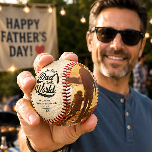 Rustic Vintage Best Dad Fathers Day Photo Baseball