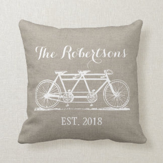 Rustic Vintage Bicycle Wedding Monogram Cushion