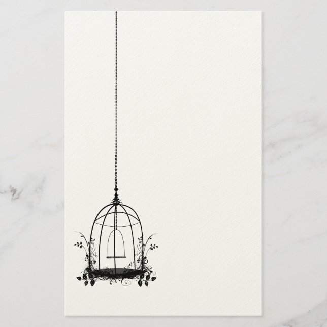 Rustic Vintage Bird Cage Stationery (Front)