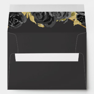 Rustic Vintage Black Gold Tiara Floral Envelope