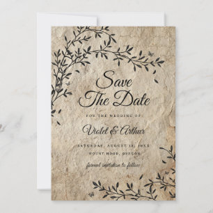 Rustic Vintage Botanical Wedding Save The Date Invitation