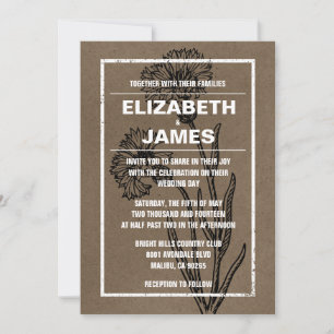 Rustic Vintage Brown Wedding Invitations