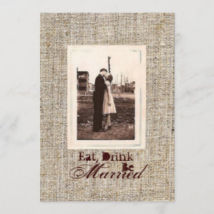 Rustic vintage burlap country Rehearsal dinner Invitation