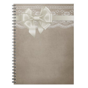 Rustic Vintage Burlap & Lace Notebook