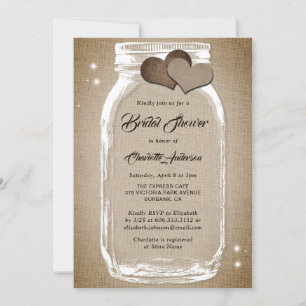 Rustic Vintage Burlap Mason Jar Bridal Shower Invitation
