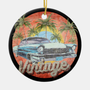 Rustic Vintage Car Summer Vacation Ceramic Tree Decoration