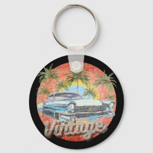 Rustic Vintage Car Summer Vacation Key Ring