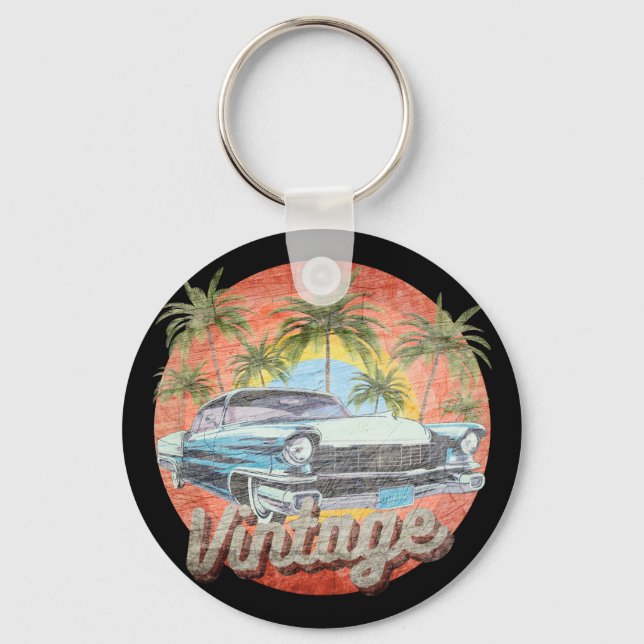 Rustic Vintage Car Summer Vacation Key Ring (Front)