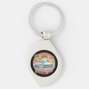 Rustic Vintage Car Summer Vacation Key Ring