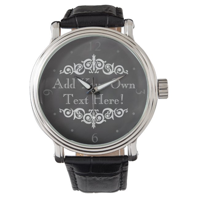 Rustic Vintage Chalkboard Custom Personalised Watch (Front)