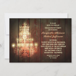 rustic vintage chandelier engagement party invites