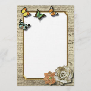 Rustic Vintage Chic Butterflies Invitation