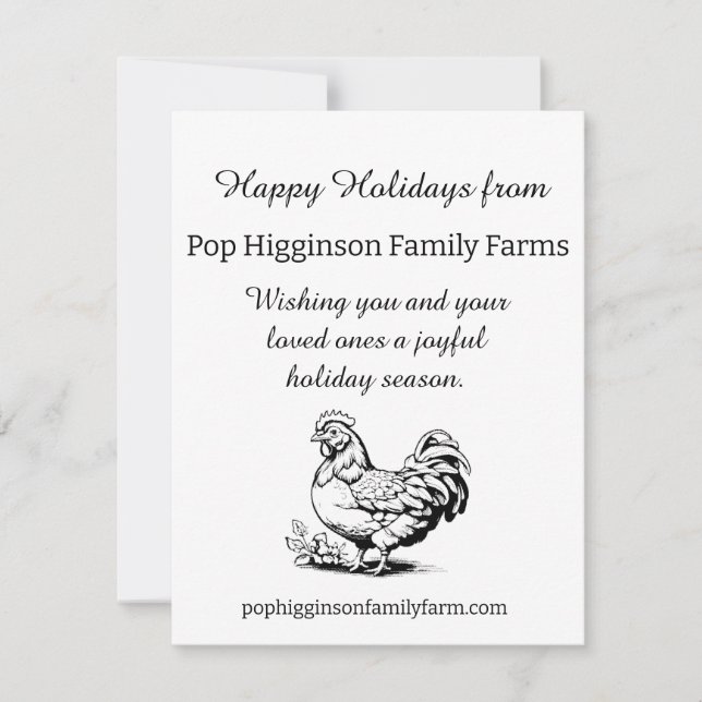 Rustic Vintage Chicken Farm Holiday Card (Front)