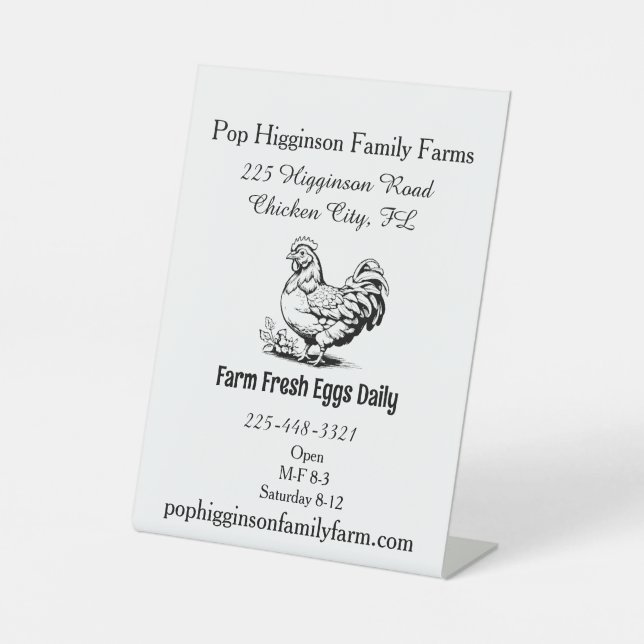 Rustic Vintage Chicken Farm Pedestal Sign (Front)