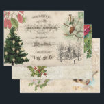 Rustic Vintage Christmas Ephemera Collage Wrapping Paper Sheet<br><div class="desc">Warm and rustic images from the Victorian era featuring rustic Christmas greenery,  trees,  pine and flowers with angels,  music,  engraved ornamental borders,  script and musical notation on distressed aged ecru parchment. Suitable for Christmas decoupage and crafting projects.</div>