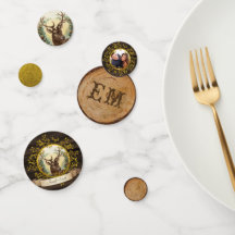 Rustic Vintage Christmas Stag Photo Gold Monogram