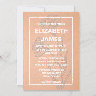 Rustic Vintage Coral Wedding Invitations