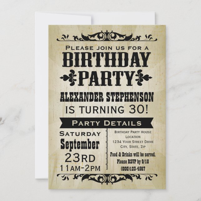 Rustic Vintage Country Birthday Party Invitation (Front)