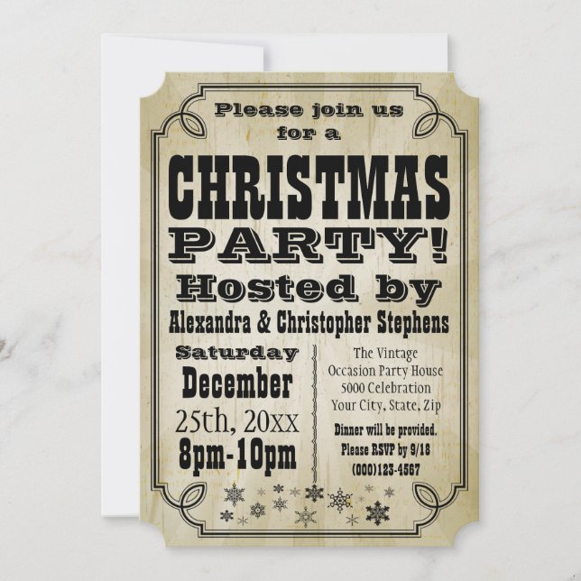 Rustic Vintage Country Christmas Party Invitation (Front)