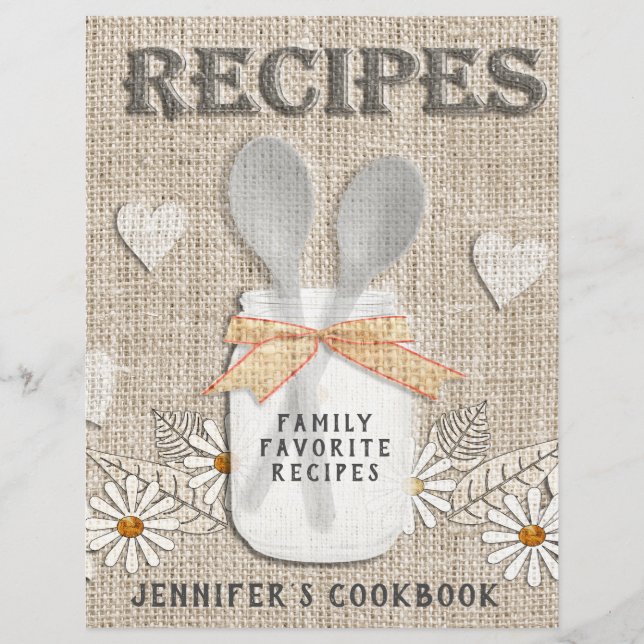 Rustic Vintage Country Personalised Cookbook (Front)