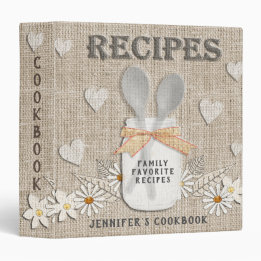 Rustic Vintage Country Personalised Cookbook 3 Rin Ring Binder