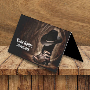 rustic vintage cowboy boots western country business card