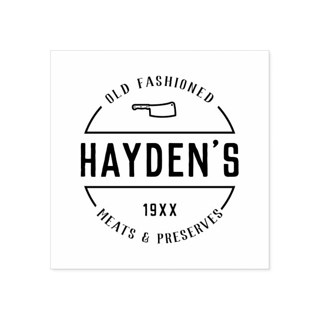 Rustic Vintage Custom Butcher's Company Logo Rubber Stamp (Imprint)