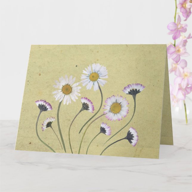 Rustic Vintage Daisies Simple design Card (Orchid)