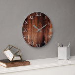Rustic vintage dark wood Roman numbers personal Large Clock<br><div class="desc">Rustic,  vintage dark barn wood wall clock with large Roman numbers.</div>