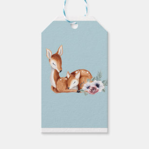 Rustic Vintage Deer Forest Floral Baby Shower Gift Tags