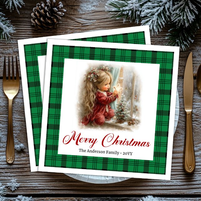 Rustic Vintage Dinner Setting Holiday Scene Napkin (Rustic Vintage Dinner Setting Holiday Scene Napkins)