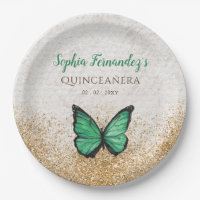 Rustic Vintage Emerald Green Gold Butterfly 