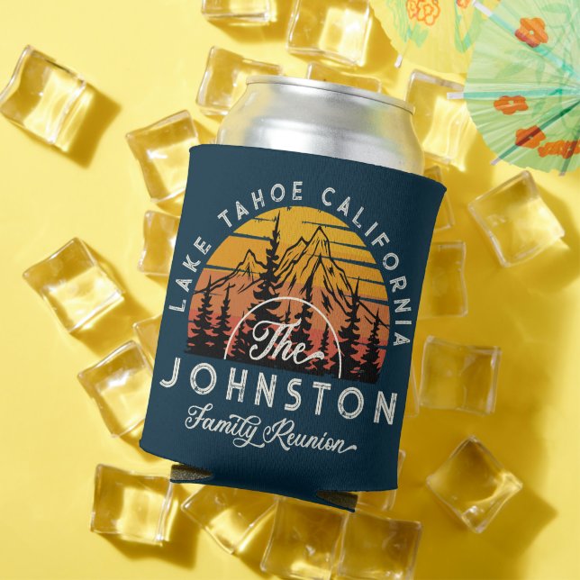 Rustic Vintage Family Reunion Retro Sunset Can Cooler (In Situ Summer)